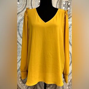 LOFT Mustard Yellow V-Neck Blouse